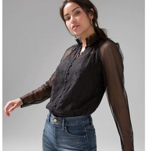 WHBM Tulle Mixed Classic Lace Blouse Brand New with tag